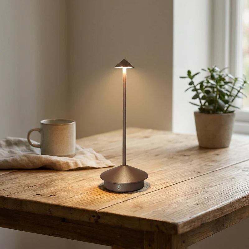 Kristallschirm Akku-Tischlampe aus schwarzem Aluminium für Hotel und Restaurant