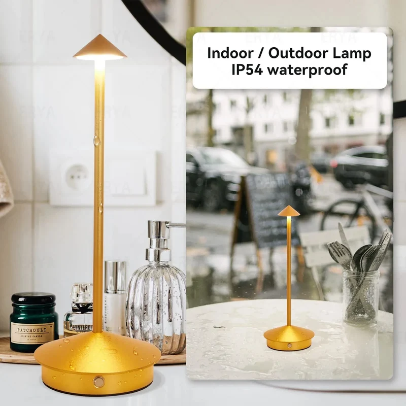 Kristallschirm Akku-Tischlampe aus schwarzem Aluminium für Hotel und Restaurant