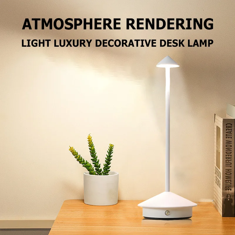 Touch Akku-Tischlampe aus gebürstetem Schwarz-Aluminium für Restaurant und Wohnbereich