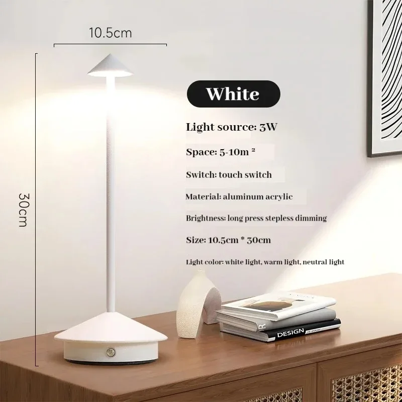 Touch Akku-Tischlampe aus gebürstetem Schwarz-Aluminium für Restaurant und Wohnbereich