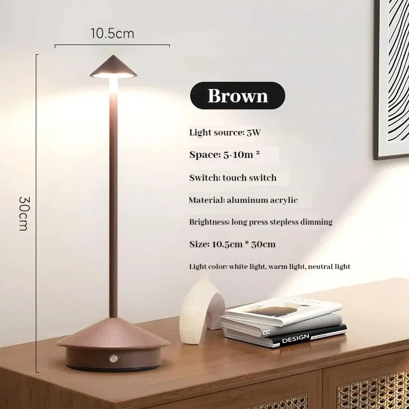 Touch Akku-Tischlampe aus gebürstetem Schwarz-Aluminium für Restaurant und Wohnbereich