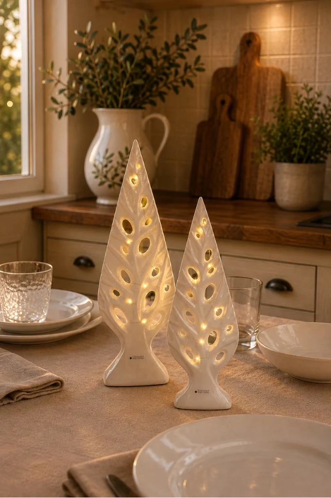 Dekoobjekt Baum Cipresso LED weiß-creme