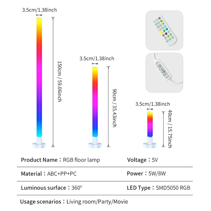RGB Eck-Stehleuchte mit Musiksynchronisation für Heimkino und Wohnzimmer