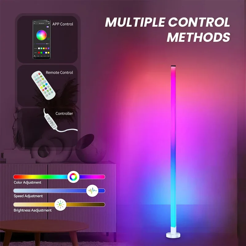 RGB Eck-Stehleuchte mit Musiksynchronisation für Heimkino und Wohnzimmer