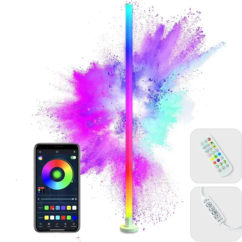 RGB Eck-Stehleuchte mit Musiksynchronisation für Heimkino und Wohnzimmer