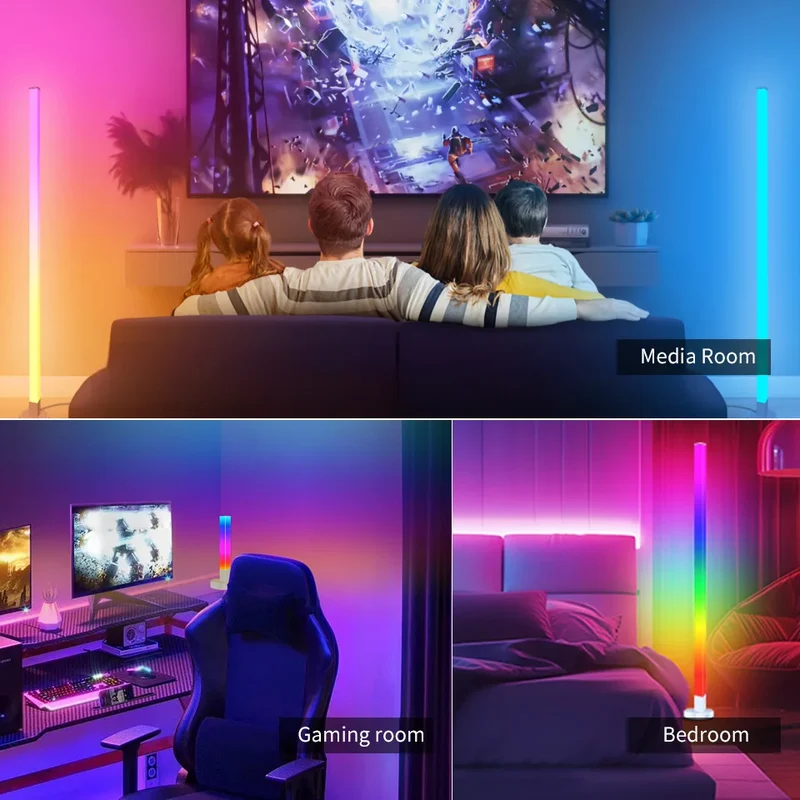 LED Eck-Stehlampe mit App-Steuerung und RGB-Licht für Wohn- und Esszimmer