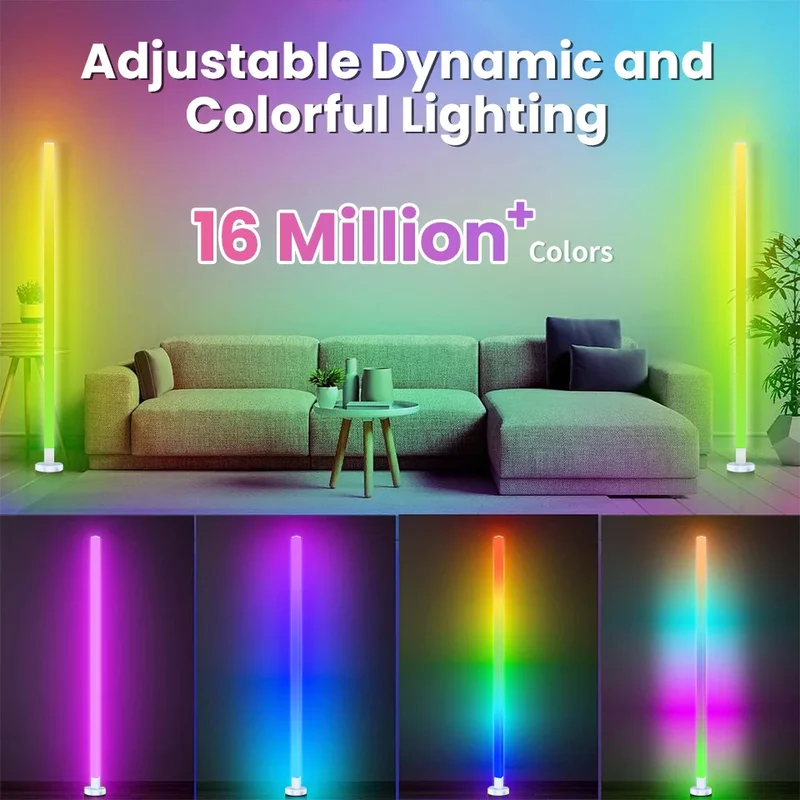 LED Eck-Stehlampe mit App-Steuerung und RGB-Licht für Wohn- und Esszimmer