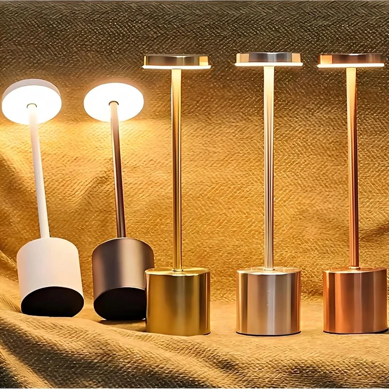 Kabellose Akku-Tischlampe aus Metall für Restaurant und Hotel dimmbar