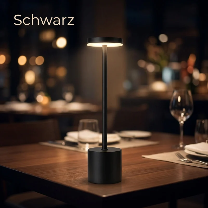 Kabellose Akku-Tischlampe aus Metall für Restaurant und Hotel dimmbar
