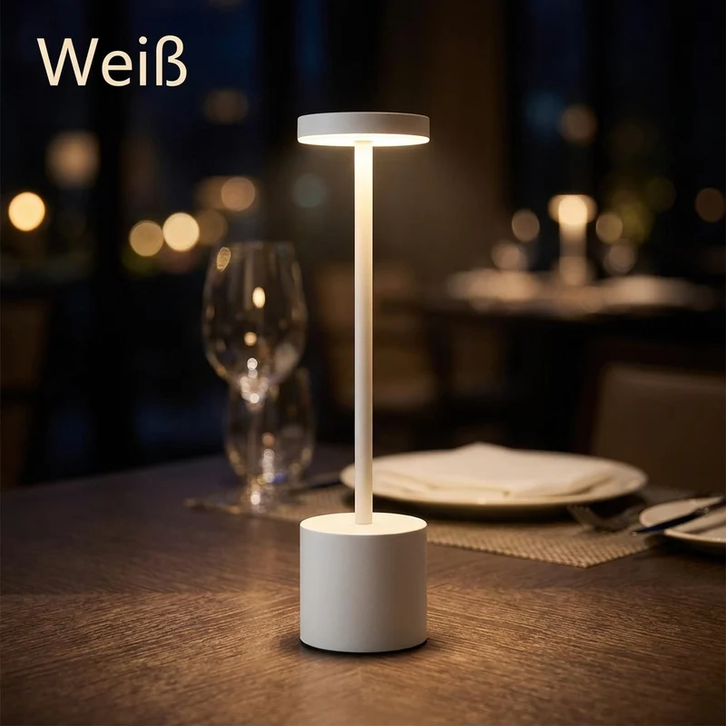 Kabellose Akku-Tischlampe aus Metall für Restaurant und Hotel dimmbar