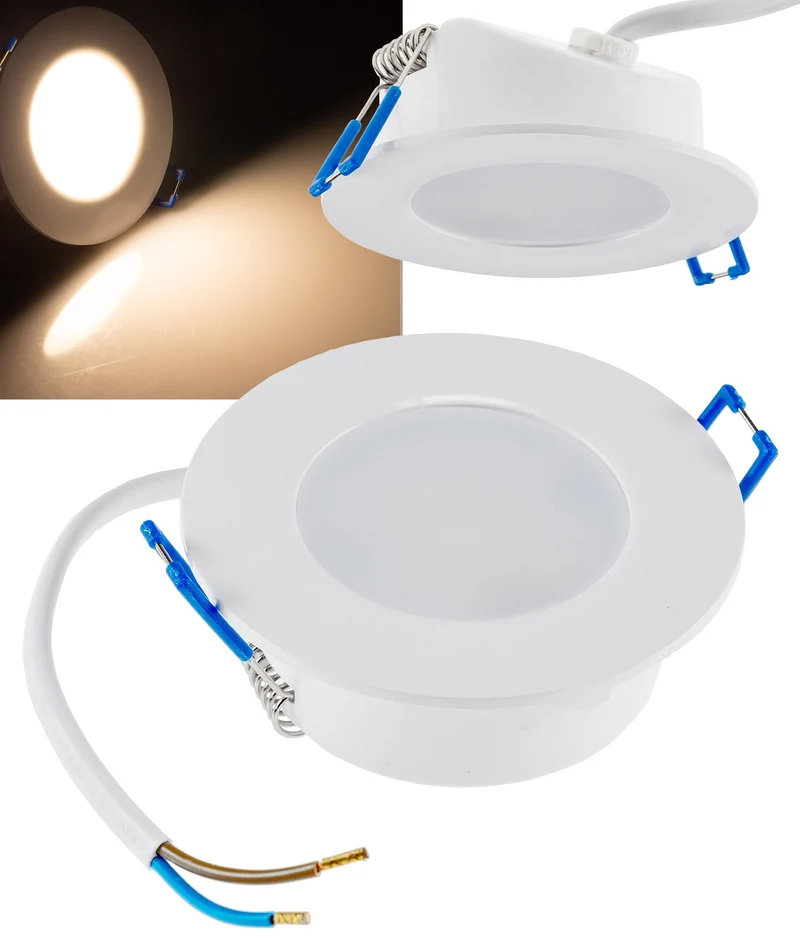 LED-Einbauleuchte, 30mm flach, IP44, 460/500 Lumen, 4,9W, 230V, Ø85x30mm, Energieeffizienzklasse E