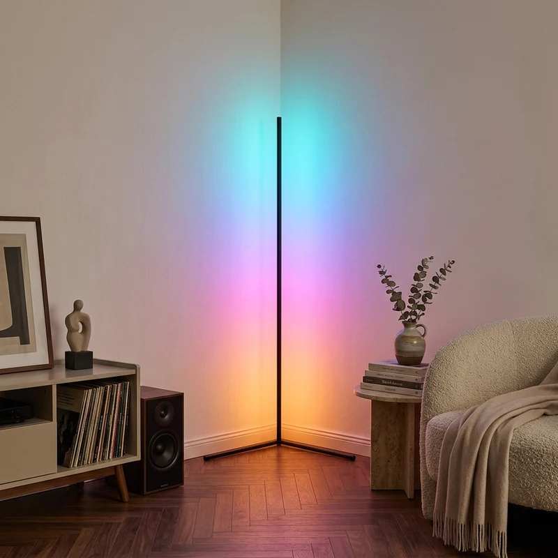 Smarte LED Eck-Stehlampe mit App-Steuerung für Wohnzimmer und Gaming