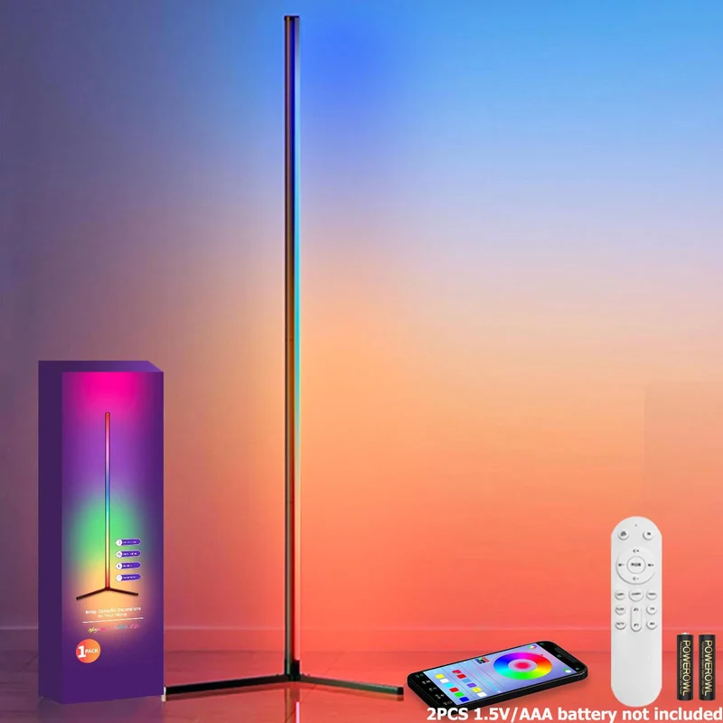 Smarte LED Eck-Stehlampe mit App-Steuerung für Wohnzimmer und Gaming