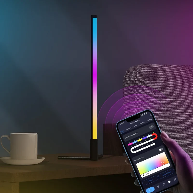 Smarte LED Eck-Stehlampe mit App-Steuerung für Wohnzimmer und Gaming