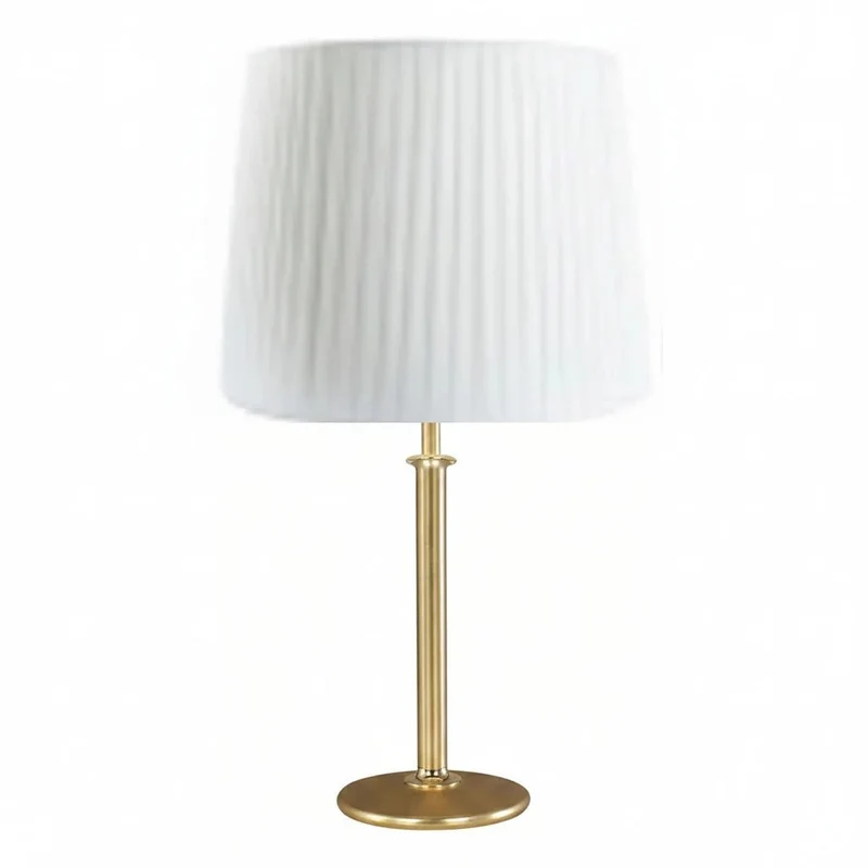 Sorpetaler DRESDEN Hockerleuchte – Messing gebürstet, weißer Plissee-Schirm, 57 cm, 3 × E27