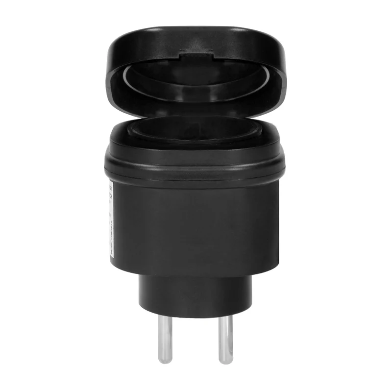Kabellose Ministeckdosen mit Fernbedienung 2+1, IP44, Schuko-Version, Schwarz