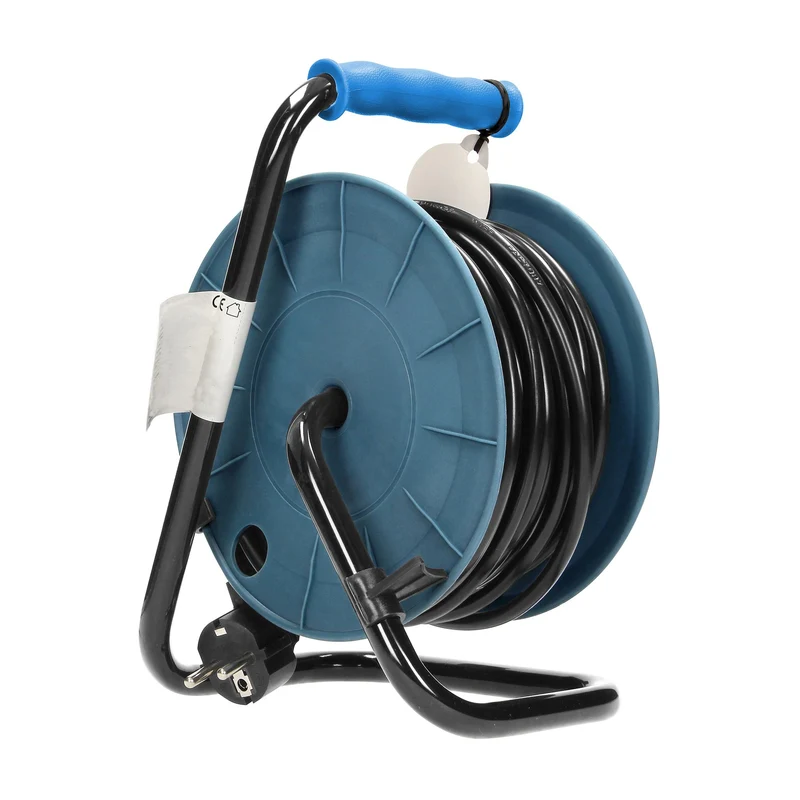 MINI Trommelverlängerung 15m, 4x2P+E, Türkis, Schuko, 2300W/10A