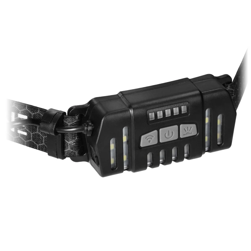 LED-Stirnlampe, 1200mAh Akku, 10 Arbeitsmodi, 200lm, IPX4, Aluminium, Schwarz
