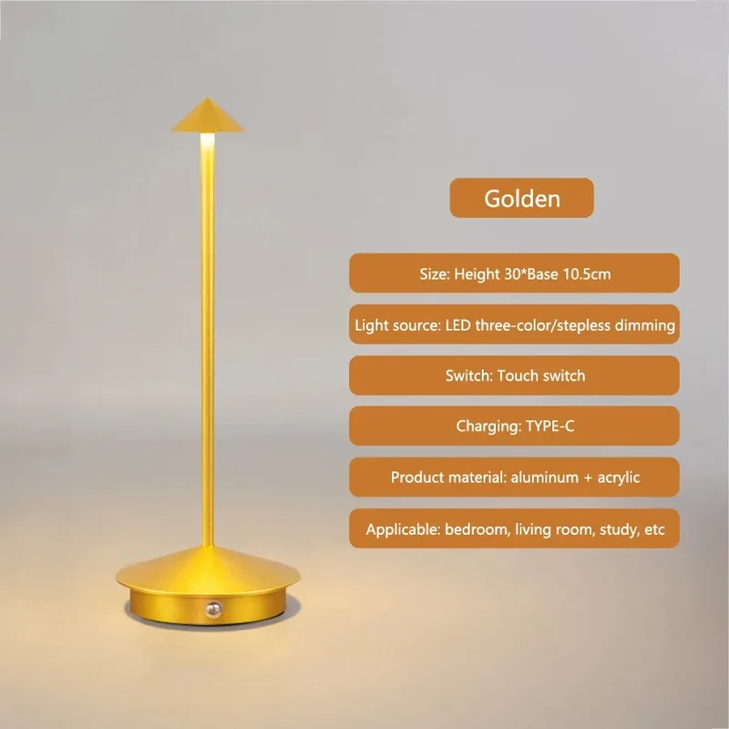 Aufladbare LED Tischlampe aus gebürstetem Aluminium für Café und Gastronomie