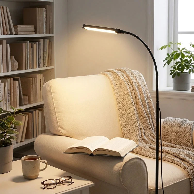 Dimmbare LED Stehlampe mit USB-Anschluss für Wohnzimmer und Schlafzimmer