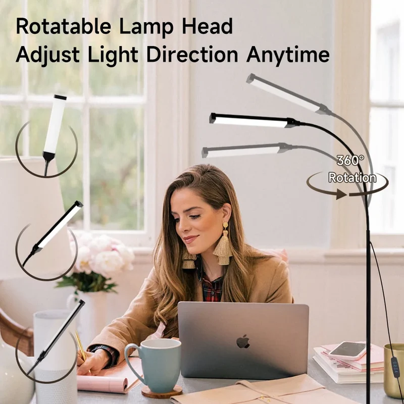 Dimmbare LED Stehlampe mit USB-Anschluss für Wohnzimmer und Schlafzimmer