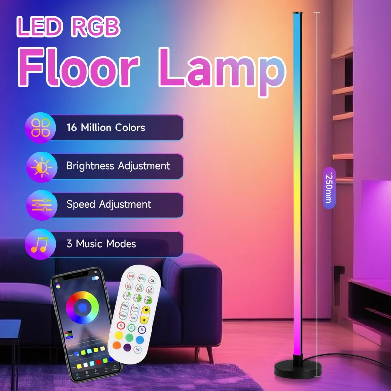 Dimmbare LED Stehlampe mit USB-Anschluss für Wohnzimmer und Schlafzimmer