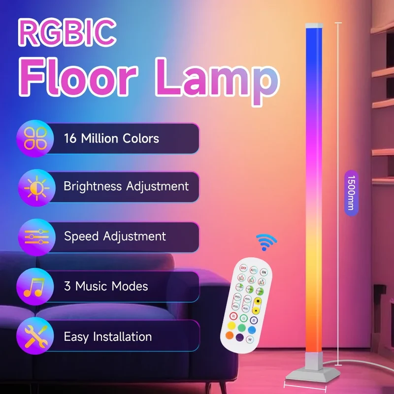Dimmbare LED Stehlampe mit USB-Anschluss für Wohnzimmer und Schlafzimmer