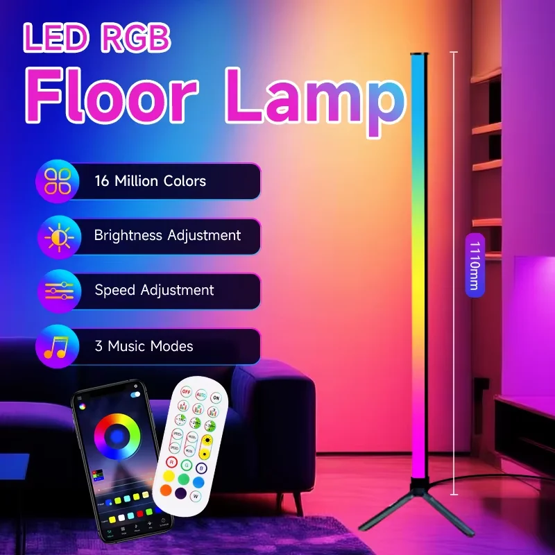 Dimmbare LED Stehlampe mit USB-Anschluss für Wohnzimmer und Schlafzimmer