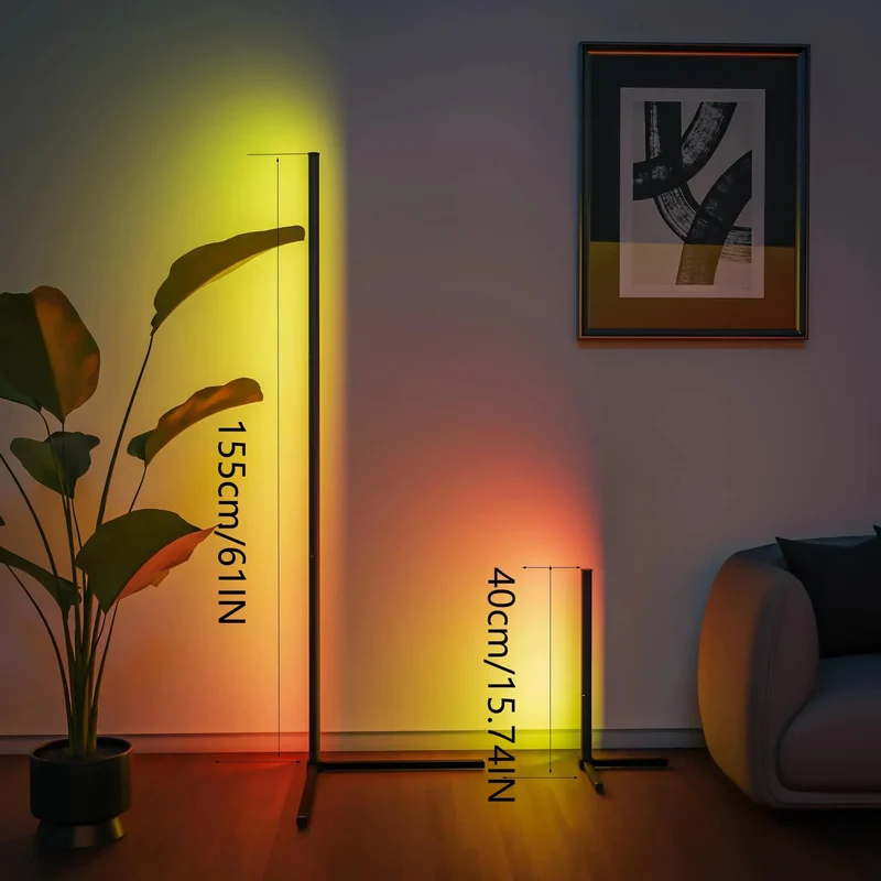 RGB Eck-Stehlampe mit Fernbedienung für Gaming-Zimmer und Wohnzimmer