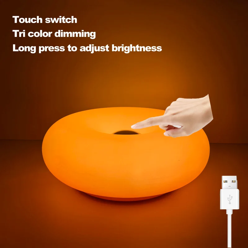 Bauhaus Donut LED Tischlampe mit USB-Anschluss für Schlafzimmer und Café