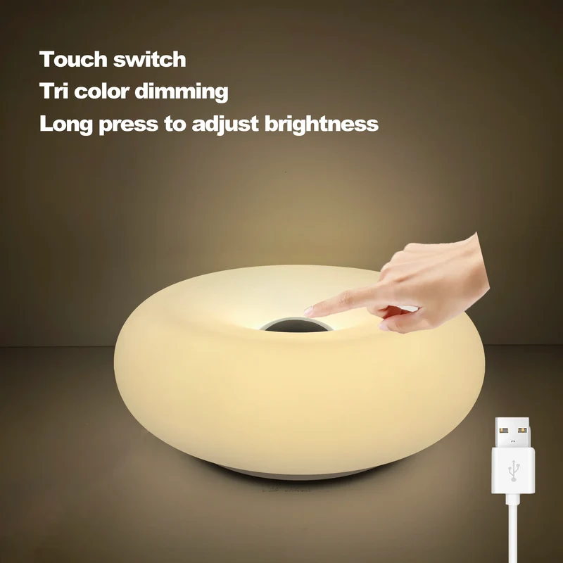Bauhaus Donut LED Tischlampe mit USB-Anschluss für Schlafzimmer und Café