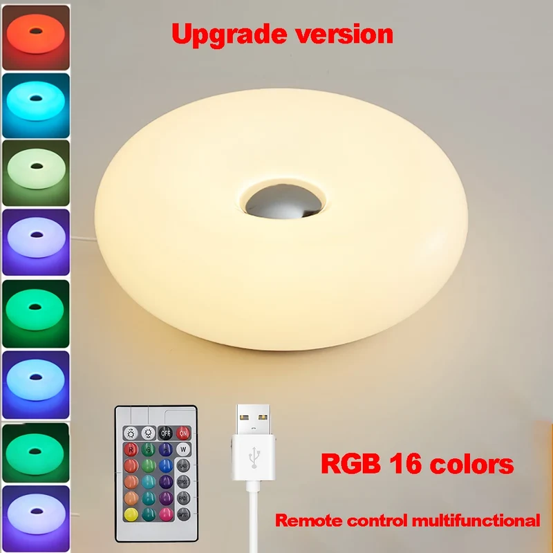 Bauhaus Donut LED Tischlampe mit USB-Anschluss für Schlafzimmer und Café