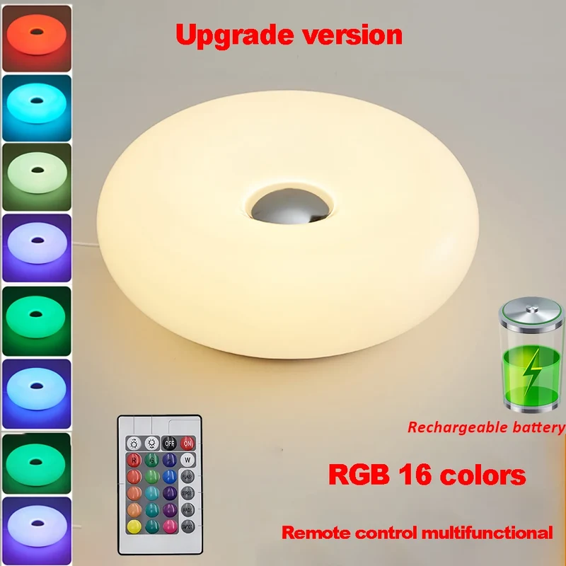 Bauhaus Donut LED Tischlampe mit USB-Anschluss für Schlafzimmer und Café