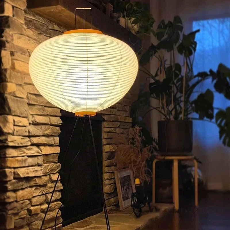 Japanische Washi Reispapier Stehlampe für Wohnzimmer und Esszimmer