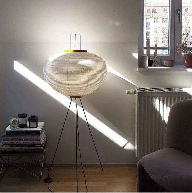 Japanische Washi Reispapier Stehlampe für Wohnzimmer und Esszimmer