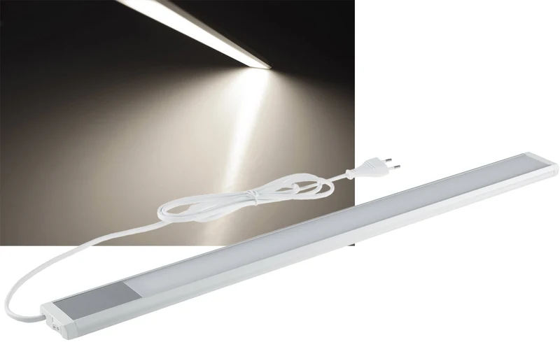 LED Unterbauleuchte 60cm, 230V, Direktbetrieb, Warmweiß/Neutralweiß, Aluminium-Gehäuse, 10W, Nicht Dimmbar, IP20, Inkl. 1,5m Kabel und Stecker