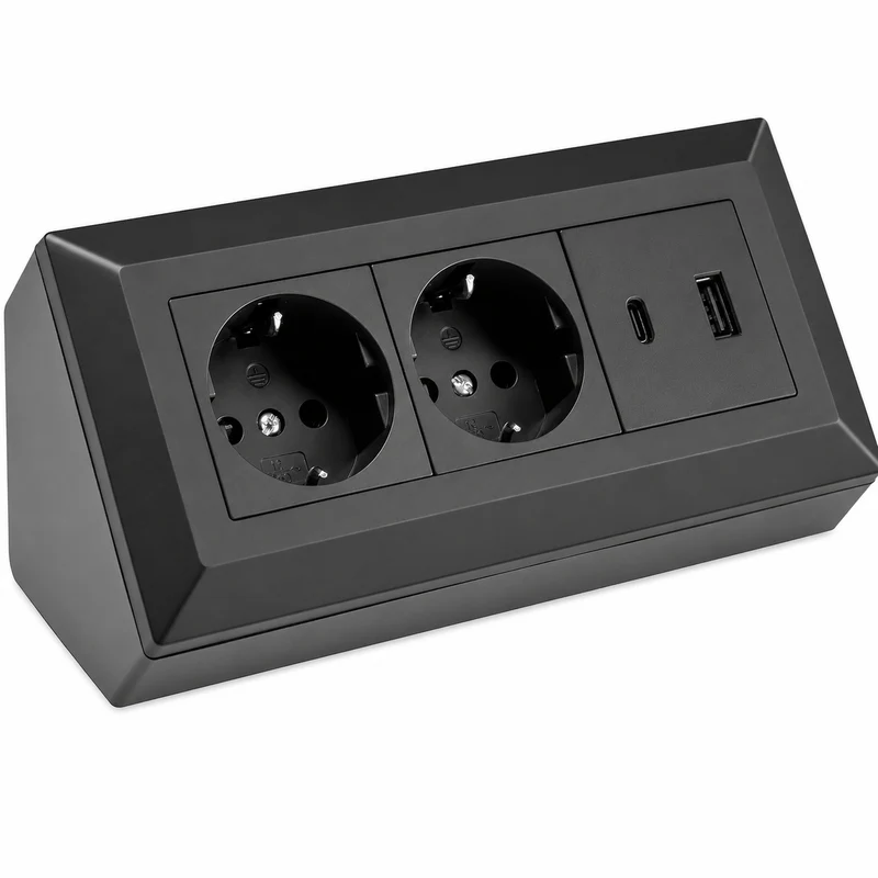 2-fach Steckdosenblock mit USB-A & USB-C – Praktische Stromversorgung in stilvollen Farben
