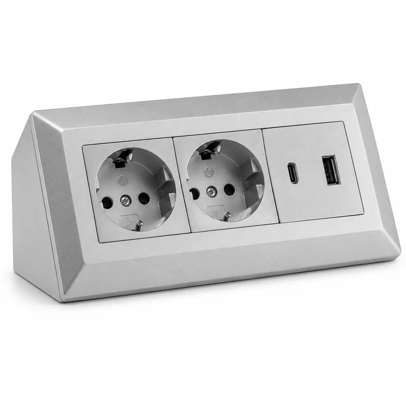2-fach Steckdosenblock mit USB-A & USB-C – Praktische Stromversorgung in stilvollen Farben