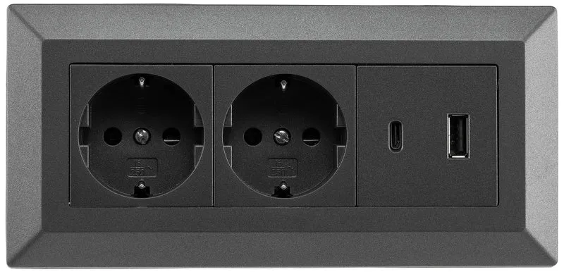 2-fach Steckdosenblock mit USB-A & USB-C – Praktische Stromversorgung in stilvollen Farben