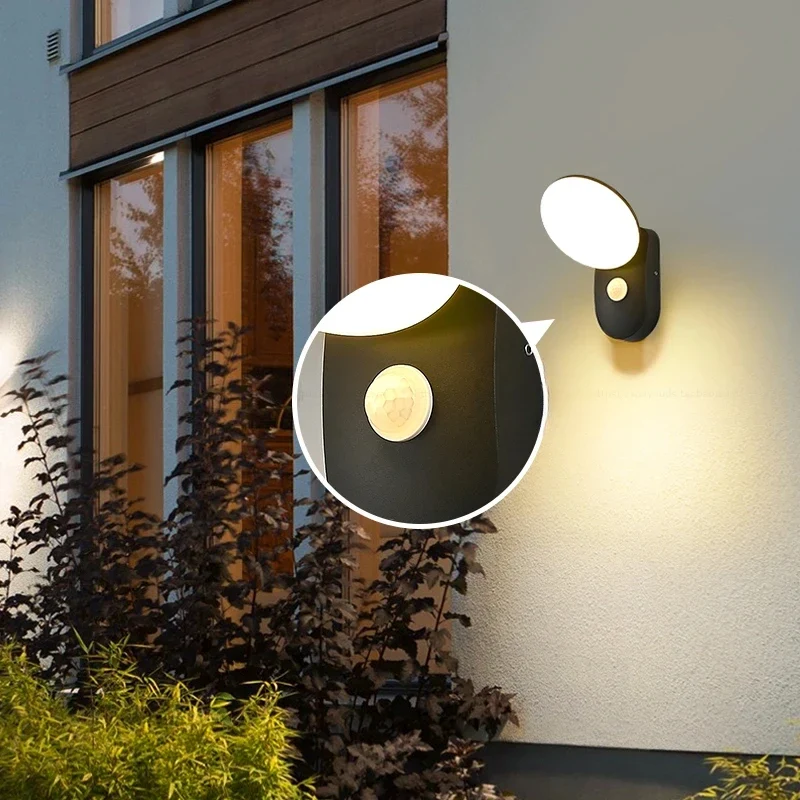 Moderne LED Außenwandleuchte mit Bewegungsmelder für Garten und Wegbeleuchtung