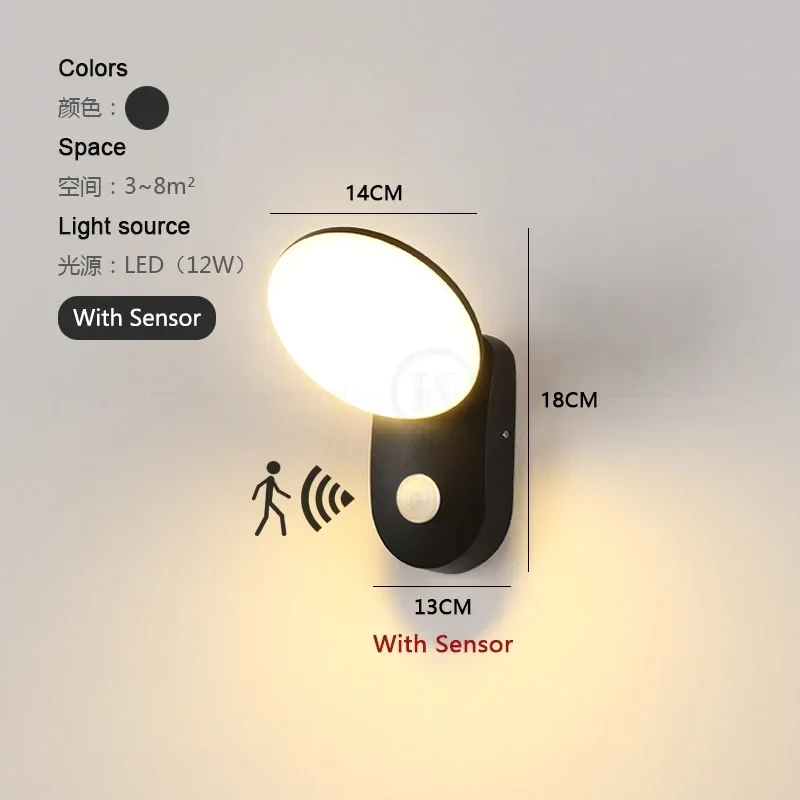 Moderne LED Außenwandleuchte mit Bewegungsmelder für Garten und Wegbeleuchtung