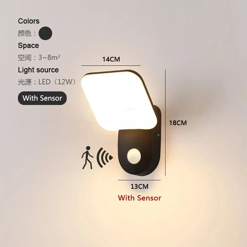 Moderne LED Außenwandleuchte mit Bewegungsmelder für Garten und Wegbeleuchtung