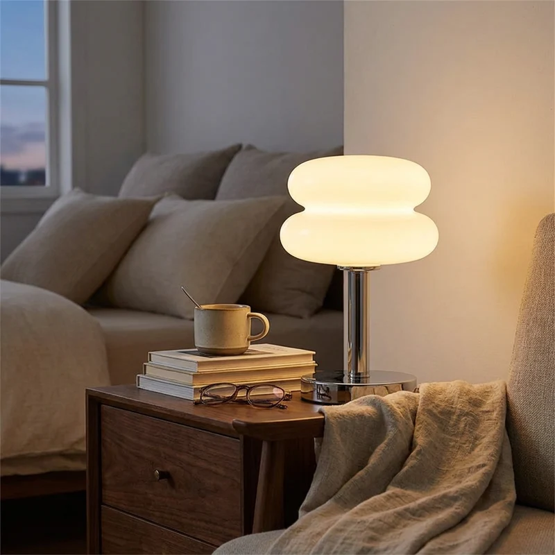 Dimmbare Macaron LED Tischlampe aus Eisen für Schlafzimmer und Homeoffice