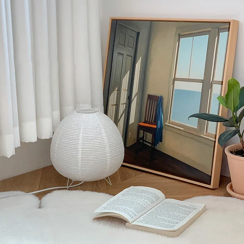 Japanische Reispapier Tischlampe für minimalistisches Wohnzimmer und Schlafzimmer