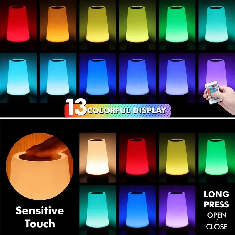 Tragbare RGB Tischlampe mit Fernbedienung für Schlafzimmer und Café