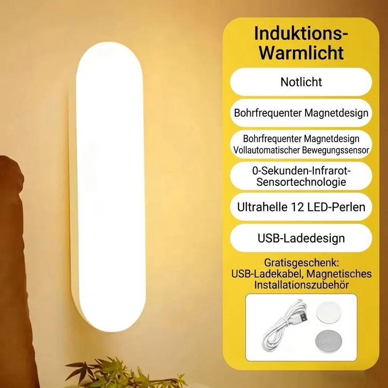Kabellose LED Bewegungsmelder Wandleuchte für Küche, Kleiderschrank und Garderobe