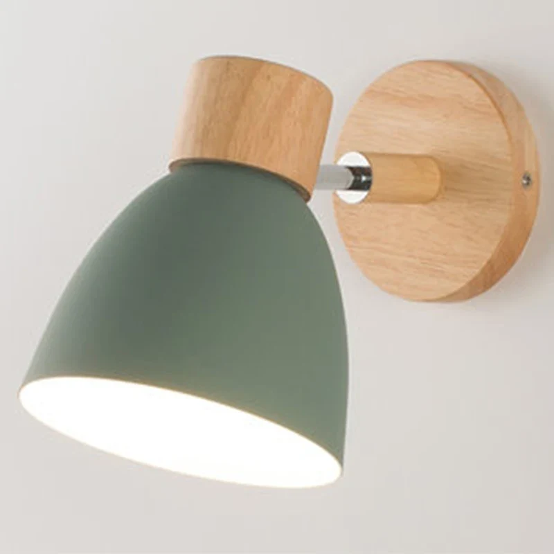 Nordische Holz Wandleuchte mit verstellbarem Kopf für Schlafzimmer und Wohnzimmer