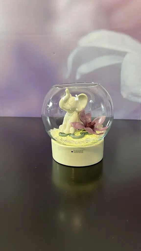 Windlicht Castello-Ovaro creme-weiß mit Klarglas