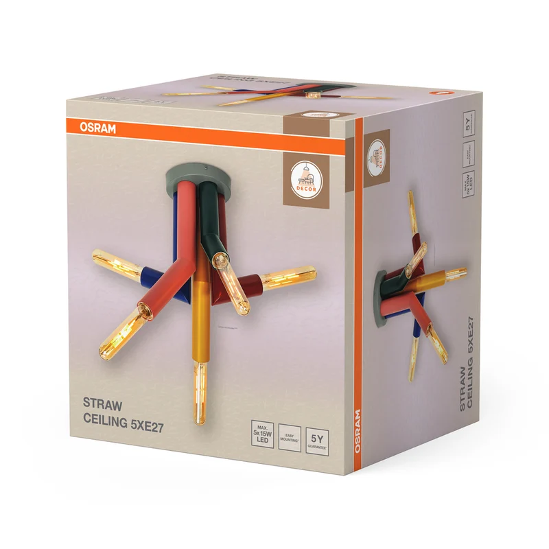 OSRAM DECOR Straw Deckenleuchte, 5-flammig, E27, Multicolor