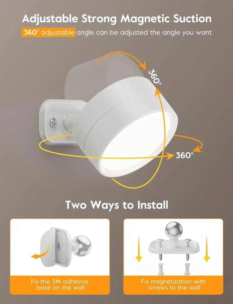 Magnetische LED Wandleuchte mit Fernbedienung für modernes Schlafzimmer